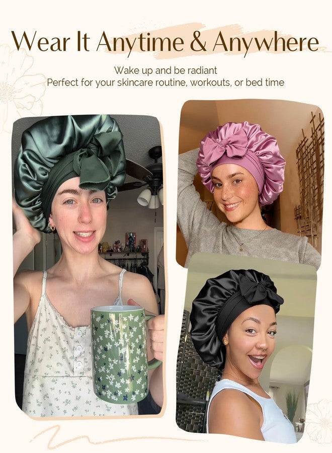 YANIBEST Silk Hair Bonnet for Sleeping, Double Layer Hair Bonnet with Elastic Tie Band for Curly Natural Hair Reduce frizz, Sage - Image 5